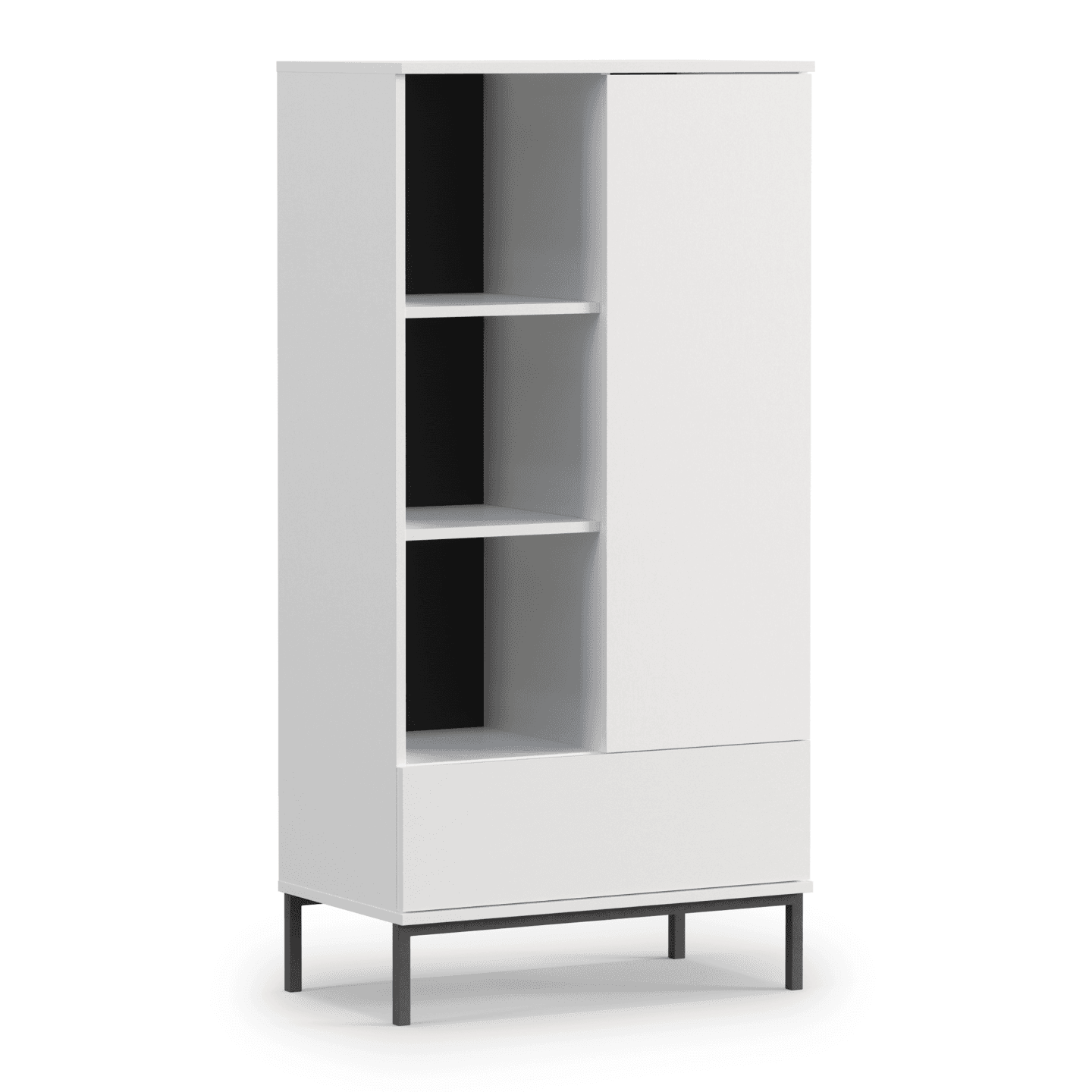 Regał Amber 140 cm Biały + czarny stelaż