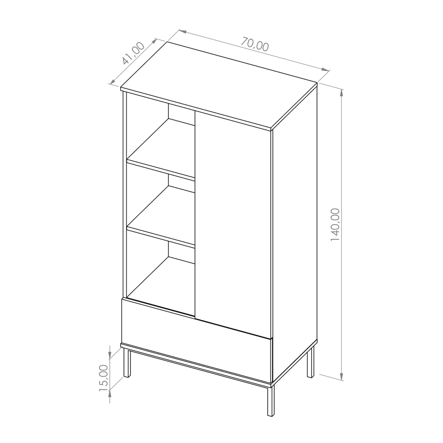 Regał Amber 140 cm Dąb hikora + czarny stelaż
