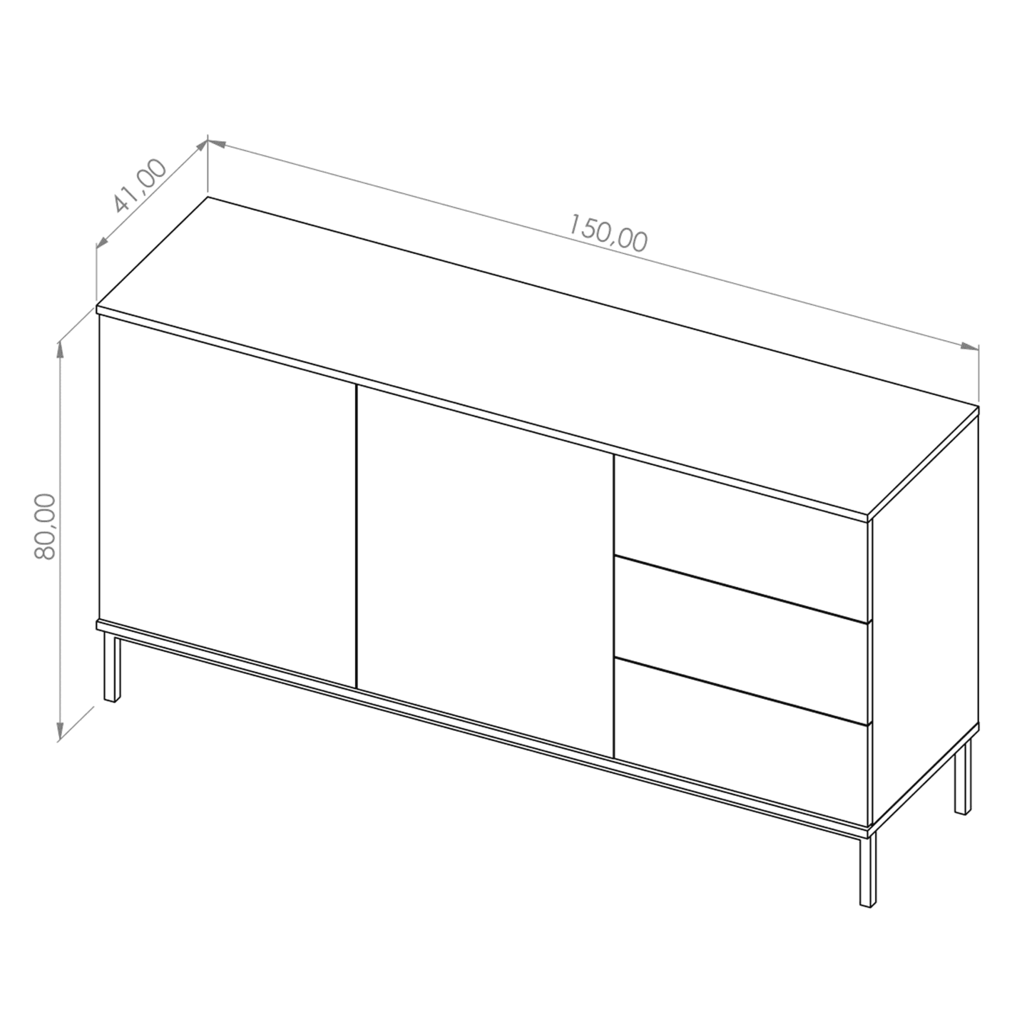 Komoda Amber 150 cm Czarna