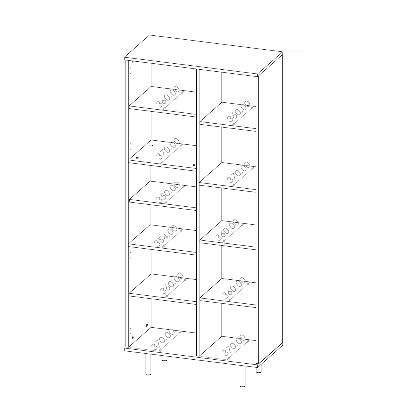 Regał Belio 190 cm Czarny + złote nogi