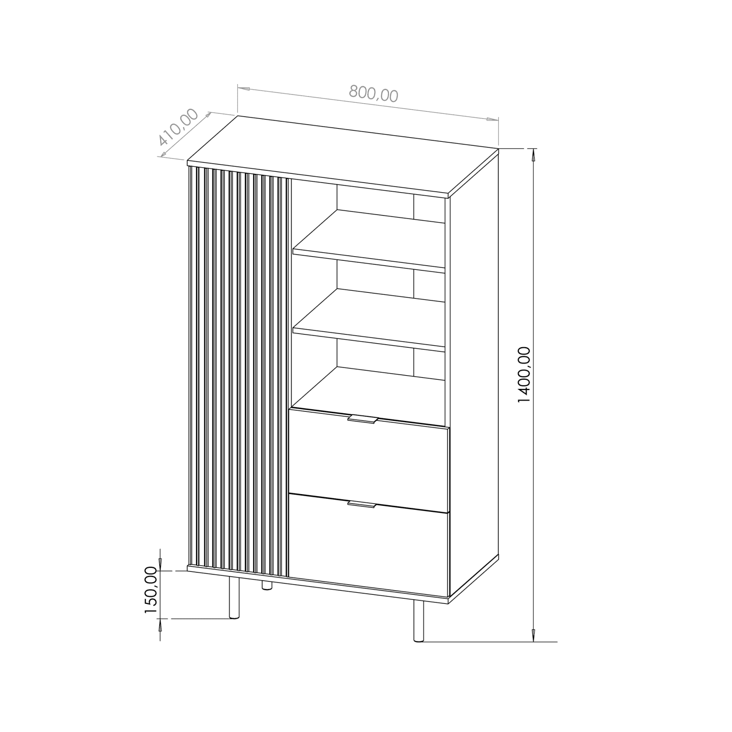 Regał Belio 140 cm Kaszmir + złote nogi