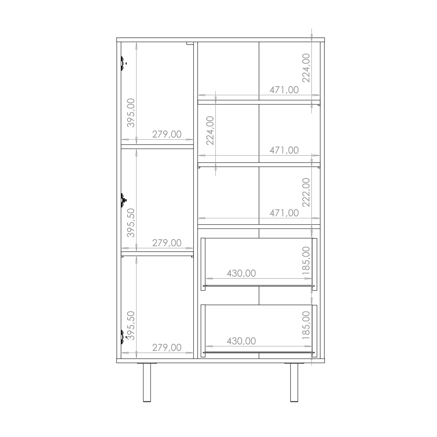 Regał Belio 140 cm Kaszmir + złote nogi