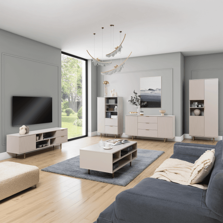 Stolik kawowy Belio 100 cm Kaszmir + złote nogi - zdjęcie 2