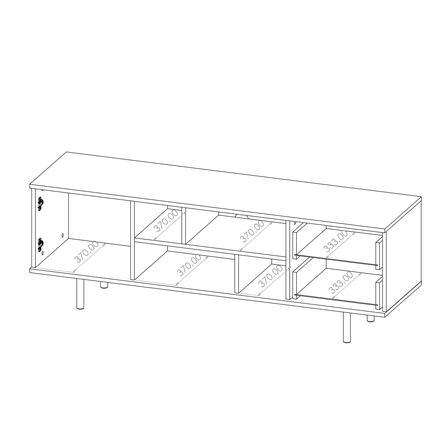 Szafka RTV Belio 150 cm Czarna + złote nogi