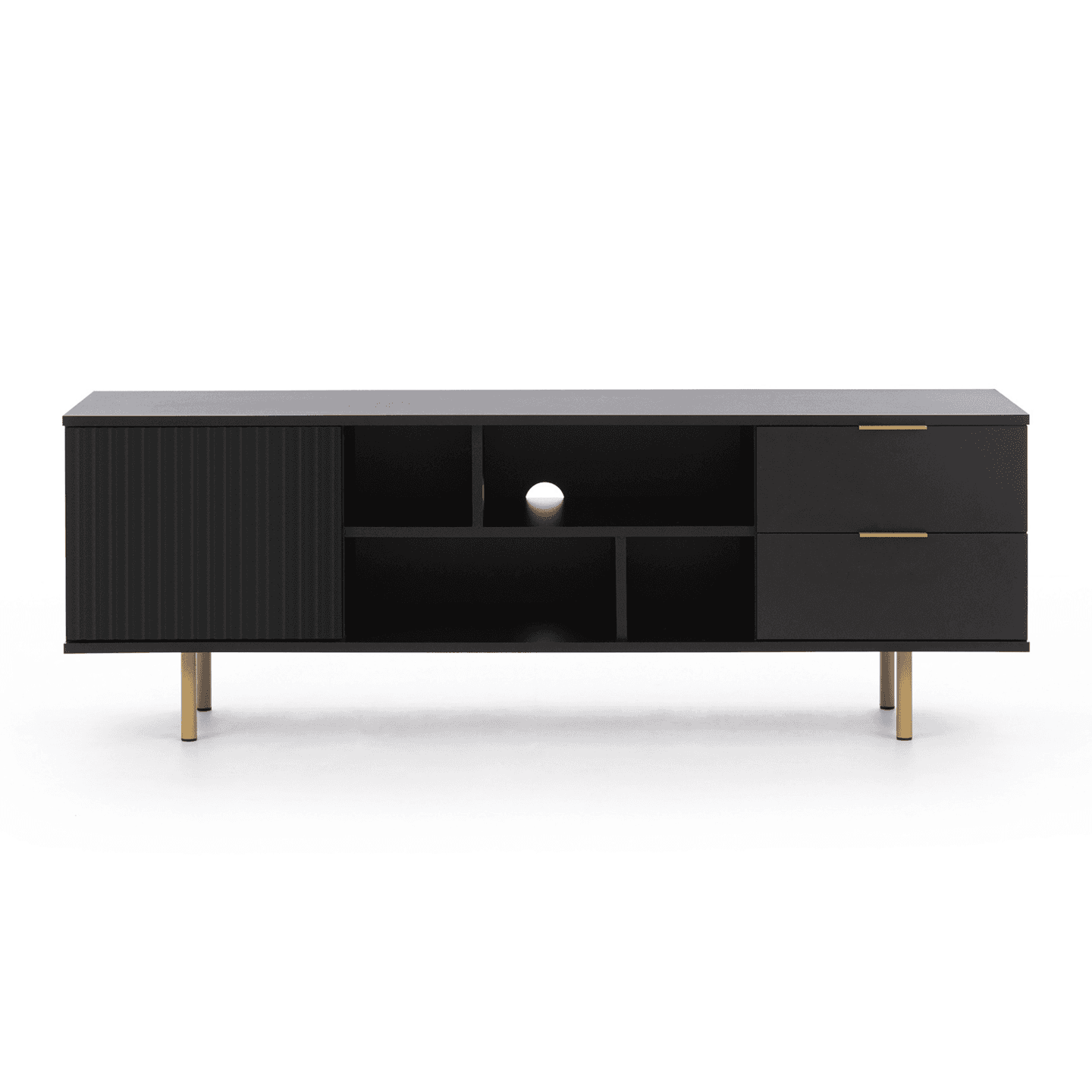 Szafka RTV Belio 150 cm Czarna + złote nogi
