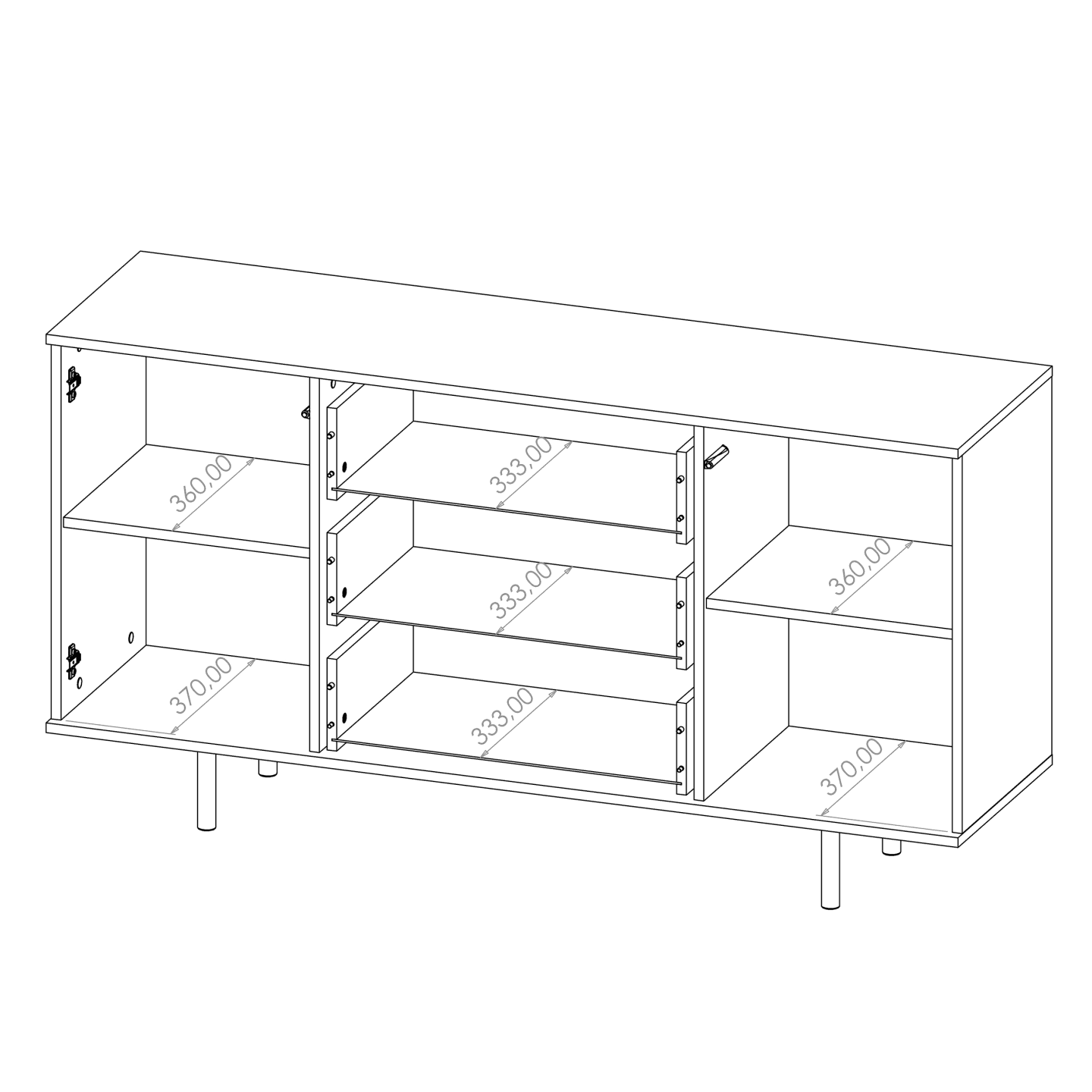 Komoda Belio 150 cm Czarna + złote nogi