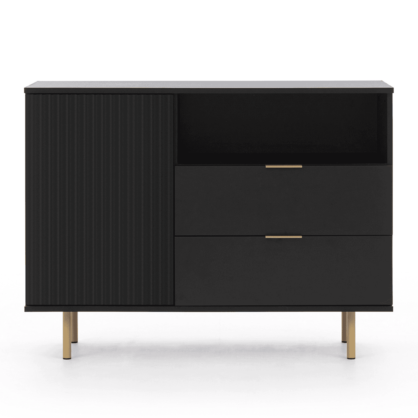 Komoda Belio 107 cm Czarna + złote nogi