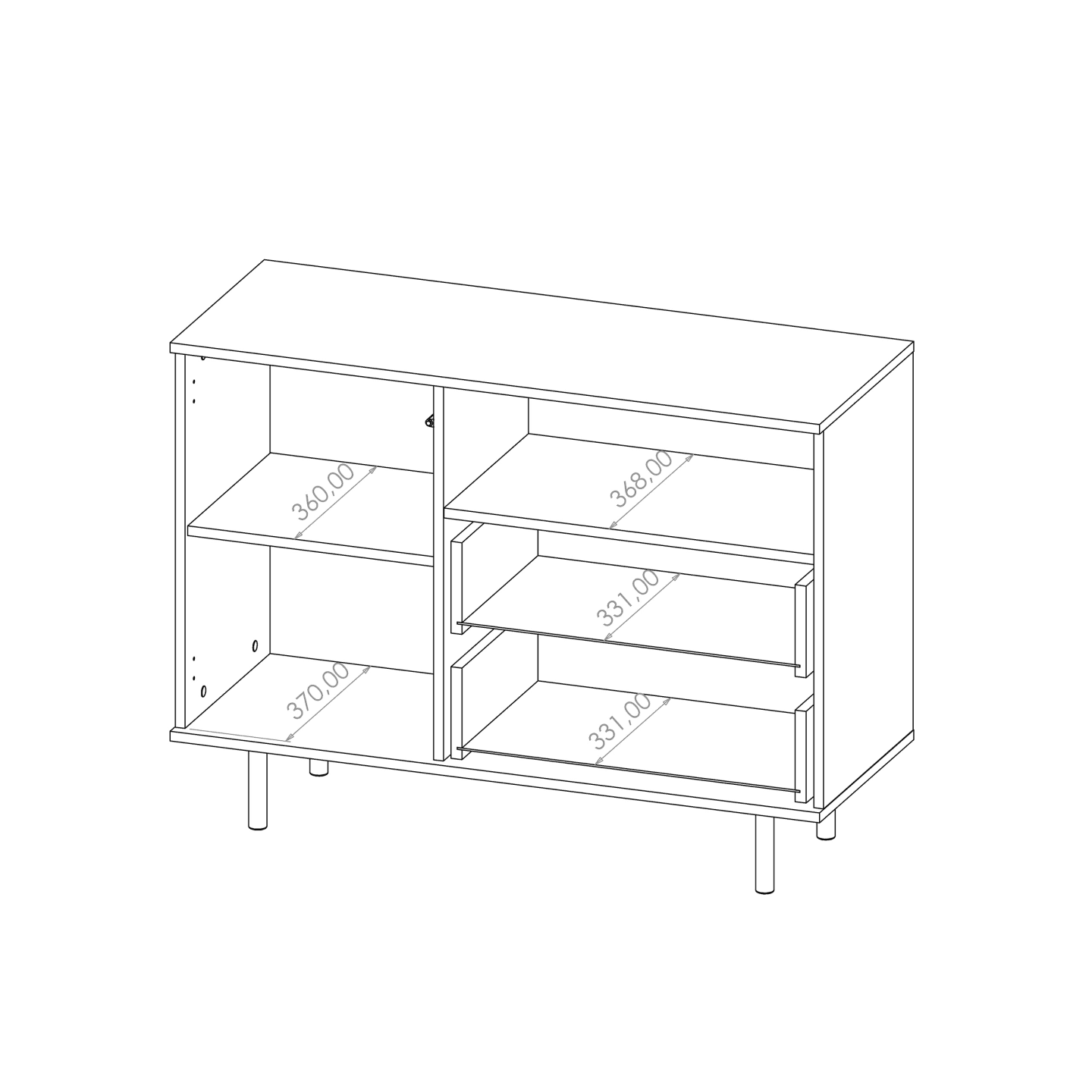 Komoda Belio 107 cm Czarna + złote nogi