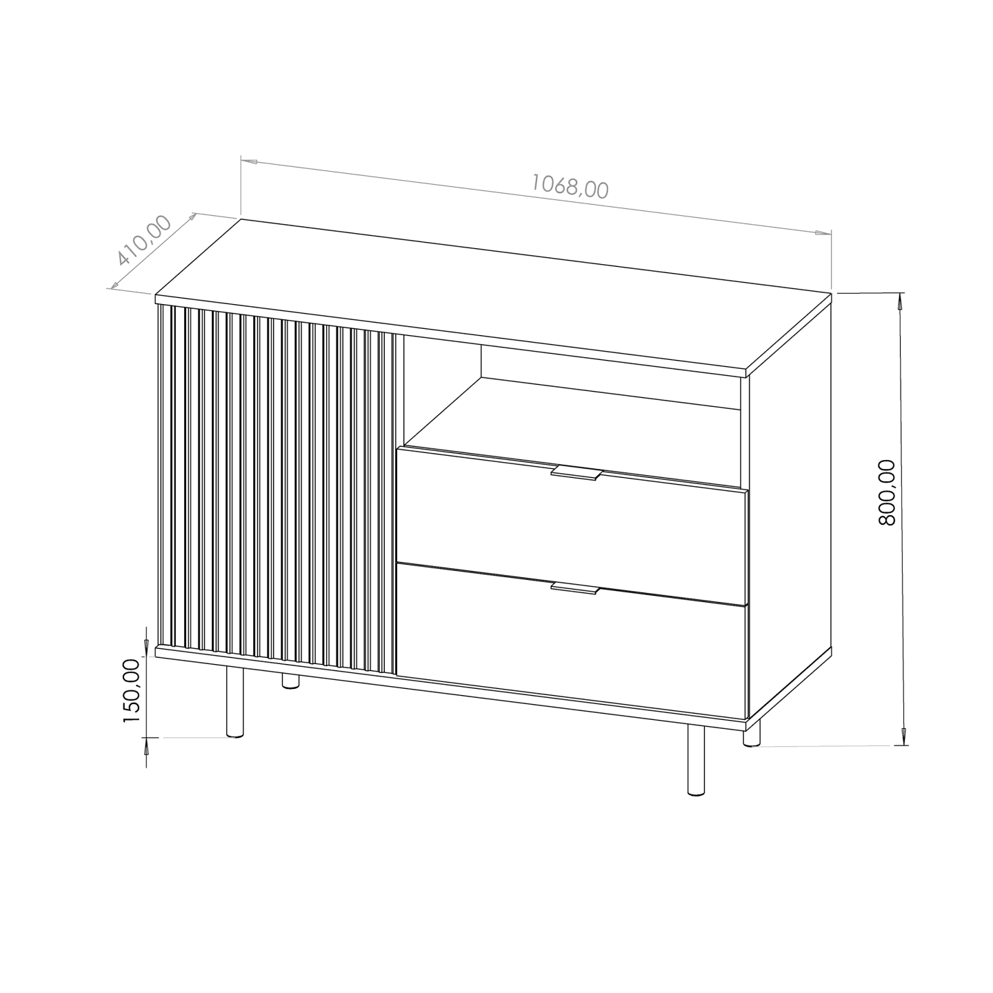 Komoda Belio 107 cm Kaszmir + złote nogi