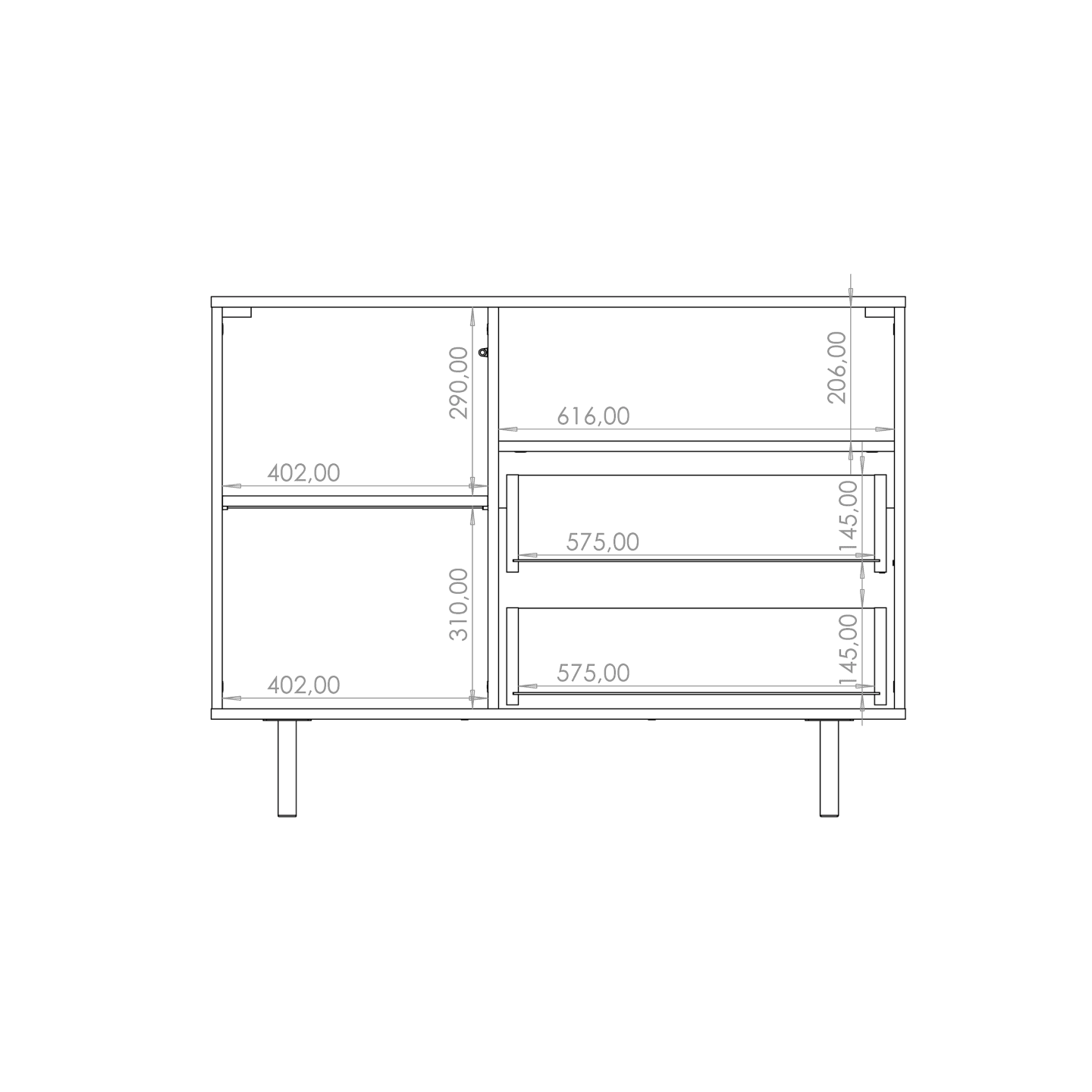 Komoda Belio 107 cm Kaszmir + złote nogi