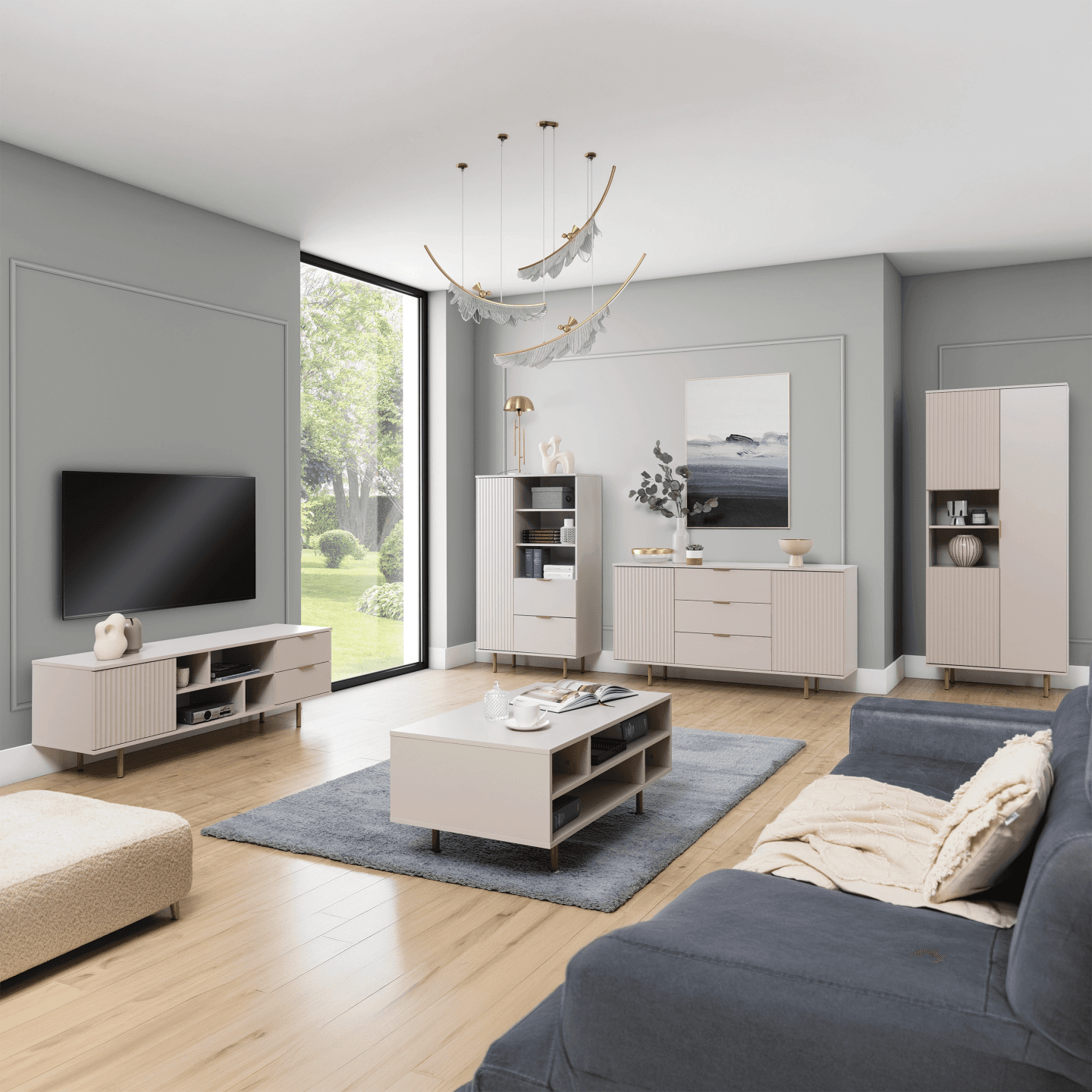 Komoda Belio 107 cm Kaszmir + złote nogi