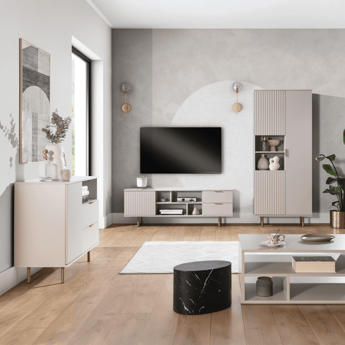 Komoda Belio 107 cm Kaszmir + złote nogi