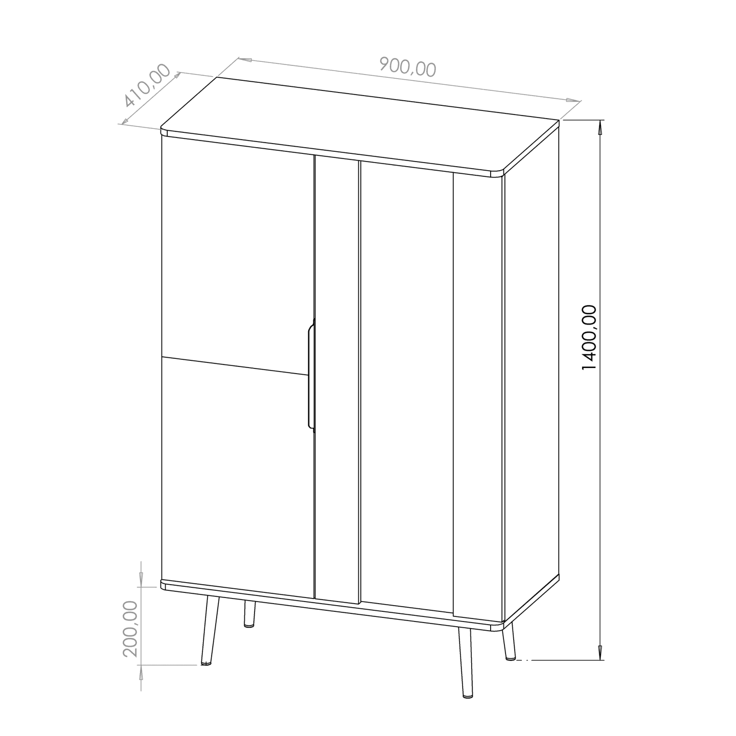 Witryna Mokka 140 cm Grafit + Orzech