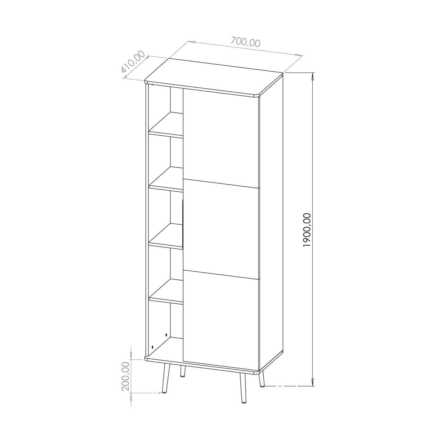Wysoki regał Mokka 190 cm Grafit + Orzech