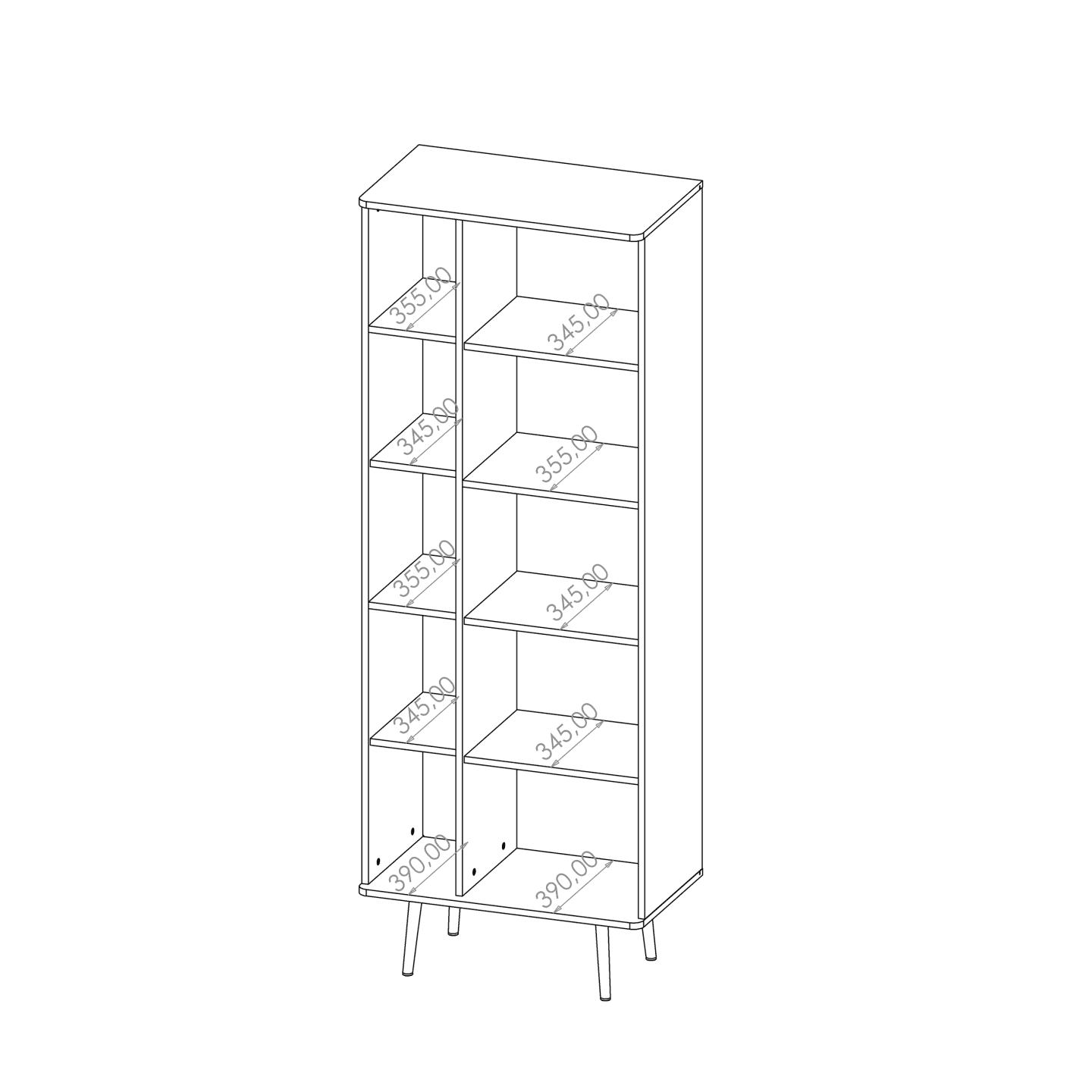 Wysoki regał Mokka 190 cm Grafit + Orzech