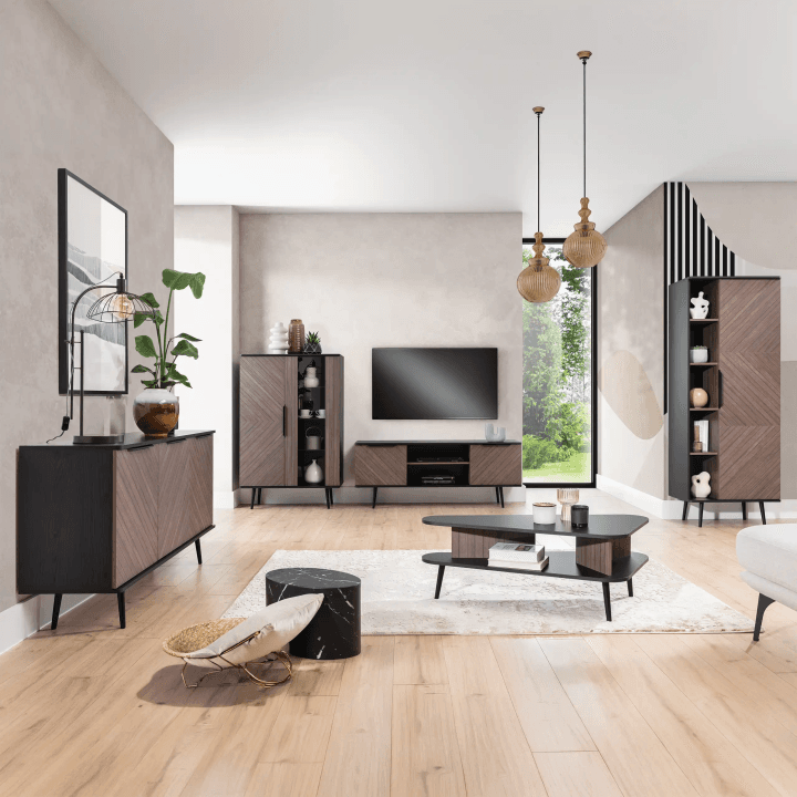 Stolik kawowy Mokka 100 cm Grafit + Orzech - zdjęcie 2