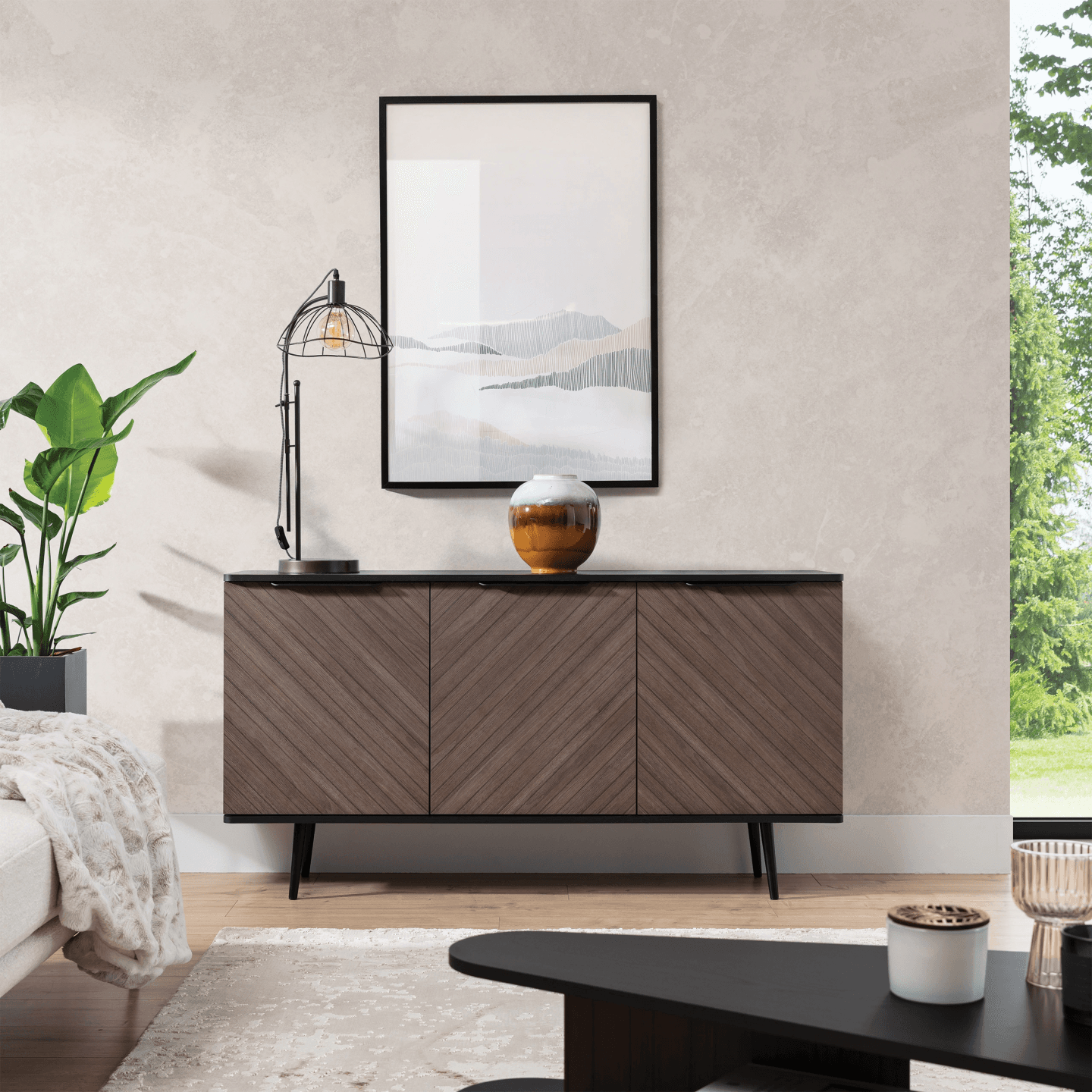 Komoda Mokka 150 cm Grafit + Orzech