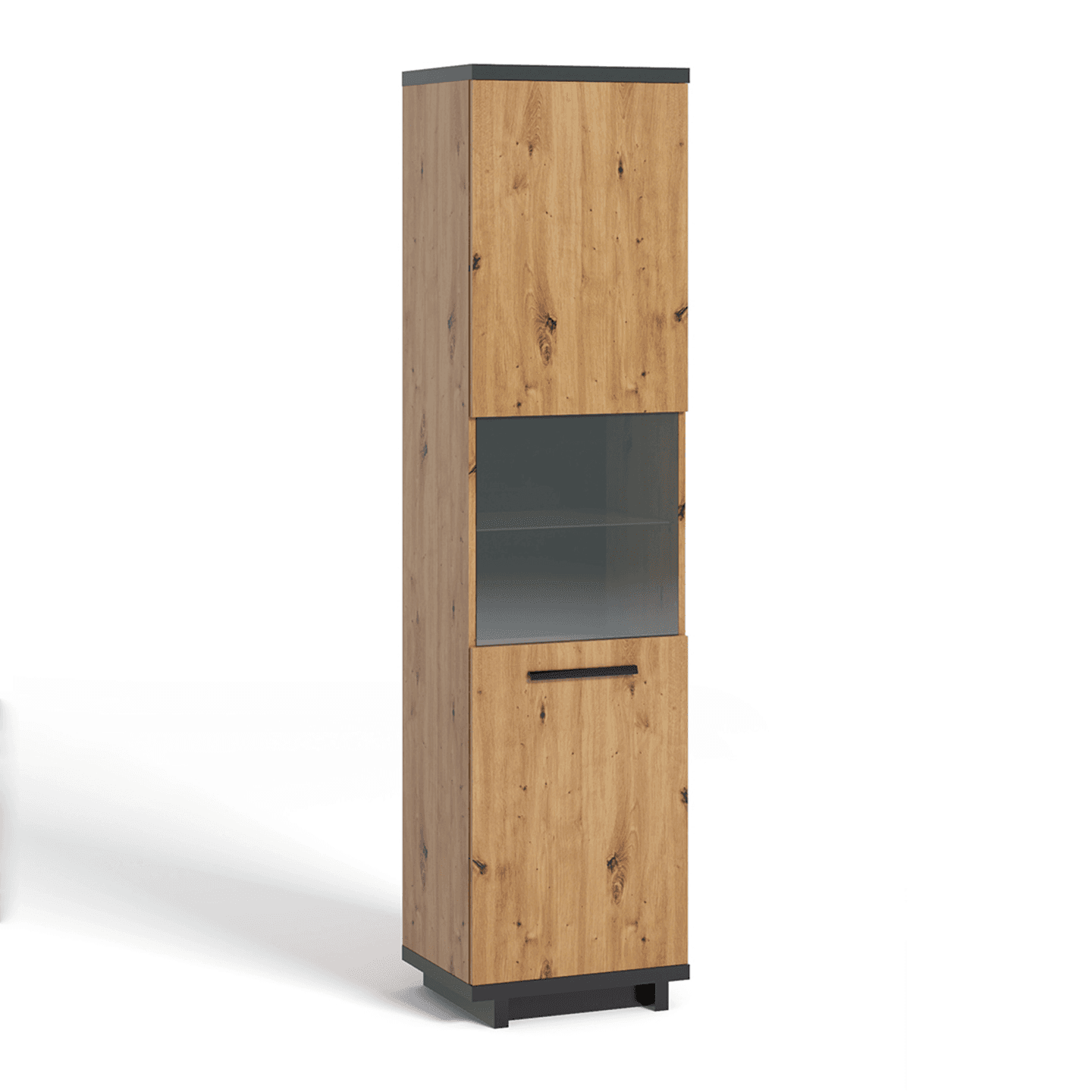 Wysoka witryna Vilo 50 cm Dąb artisan + czarny mat