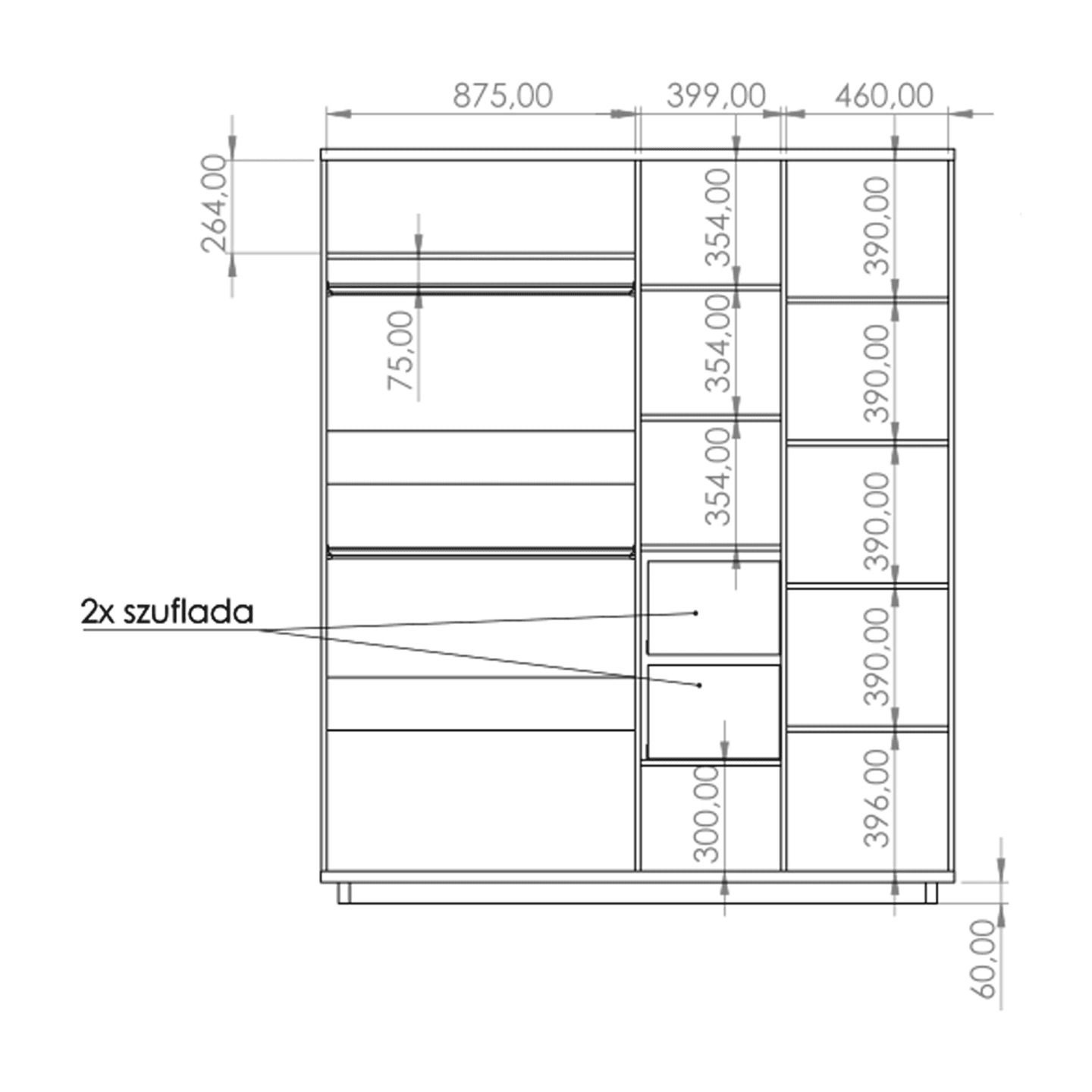 Szafa Vilo z lustrem 180 cm Dąb artisan + czarny mat