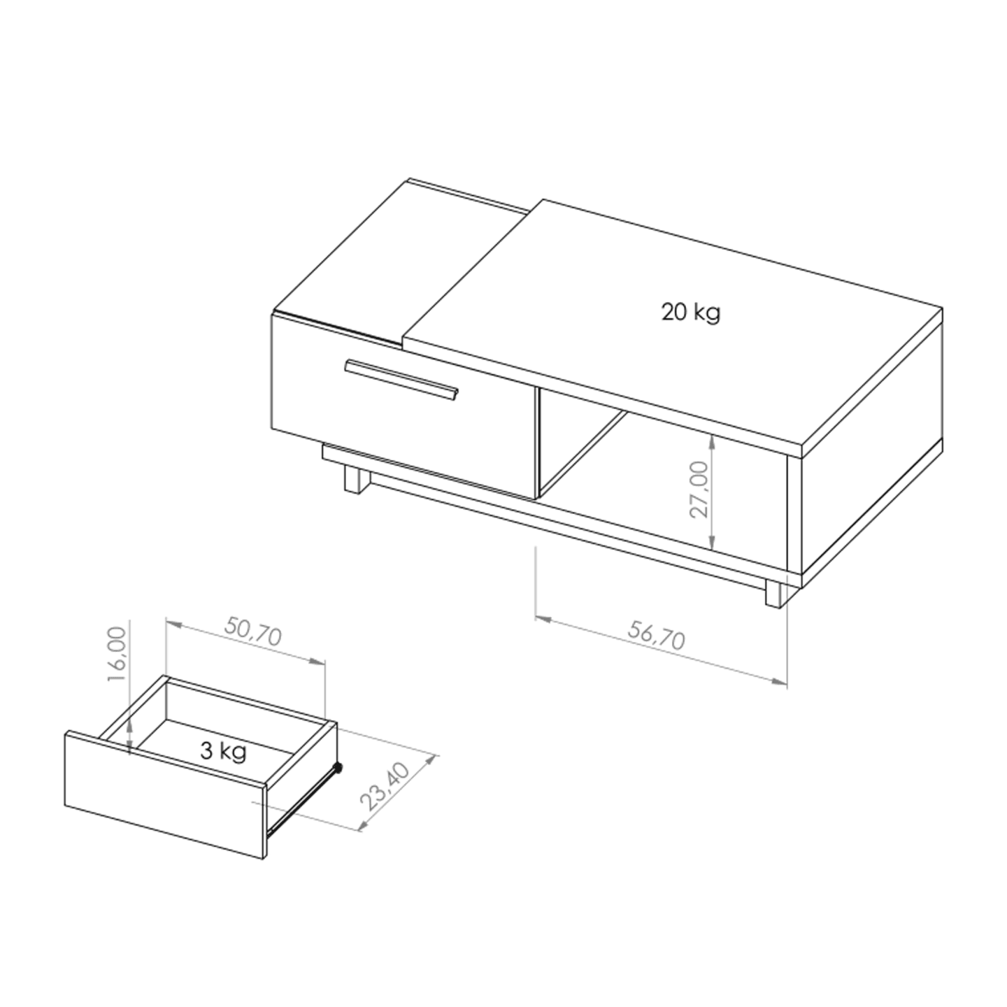 Stolik kawowy Vilo 120 cm Dąb artisan + czarny mat