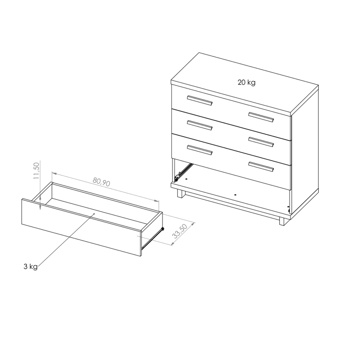 Komoda Vilo 90 cm Dąb artisan + czarny mat