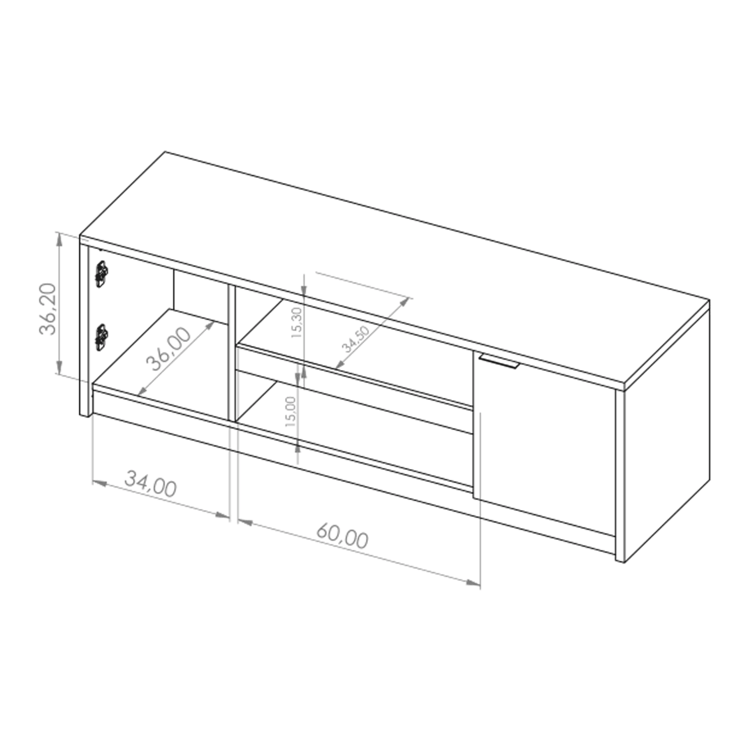 Szafka RTV Woody 135 cm Dąb Monastery + czarny połysk