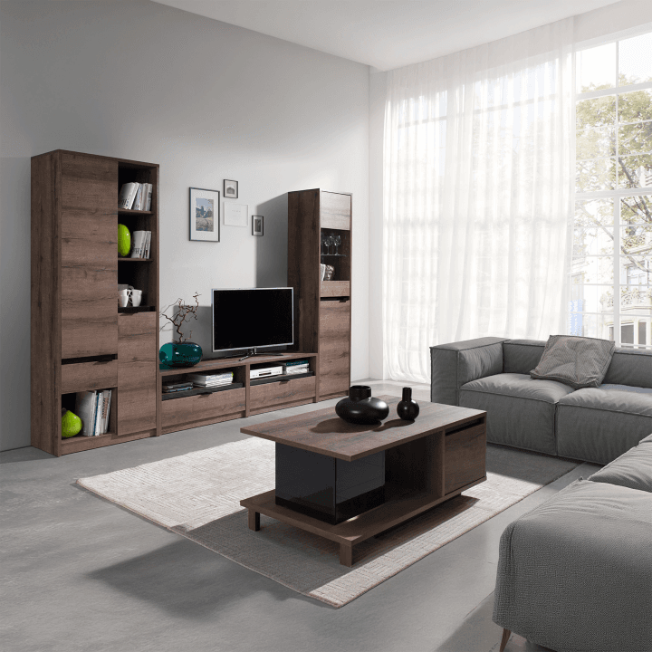 Ława Woody 120 cm Dąb Monastery + czarny połysk - zdjęcie 2