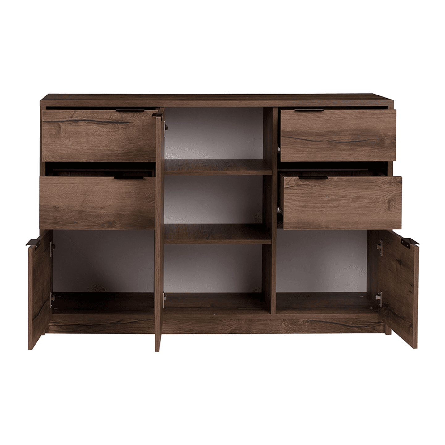 Komoda Woody 135 cm Dąb Monastery + czarny połysk - zdjęcie 2