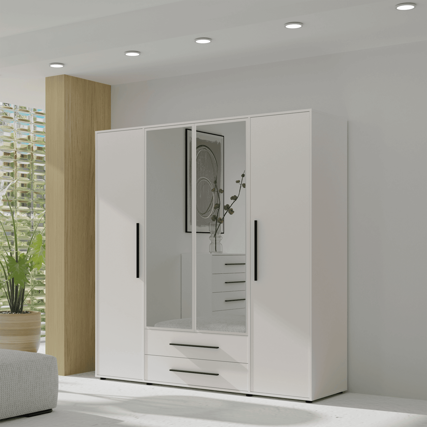 Szafa 4D Ones 200 cm Biała - zdjęcie 2