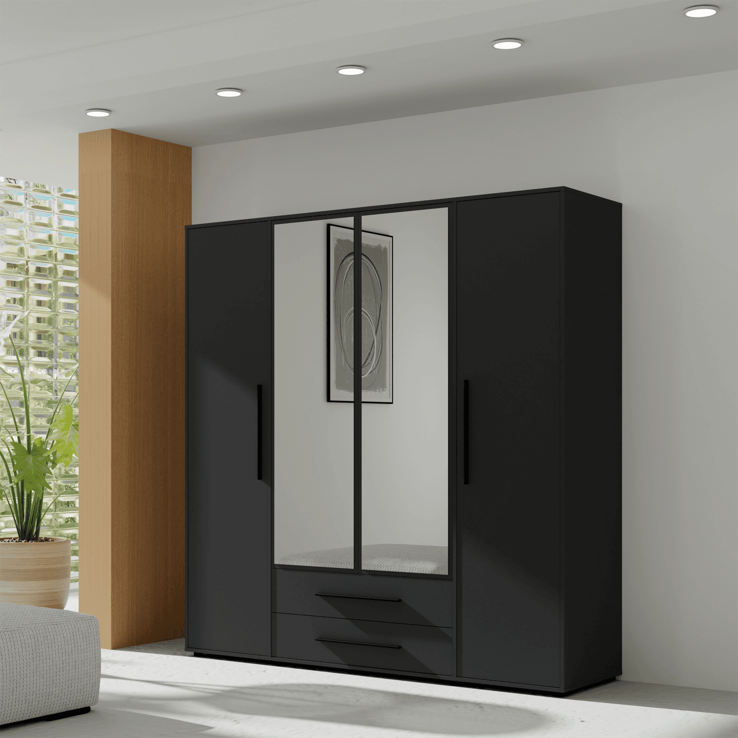 Szafa 4D Ones 200 cm Czarna - zdjęcie 2