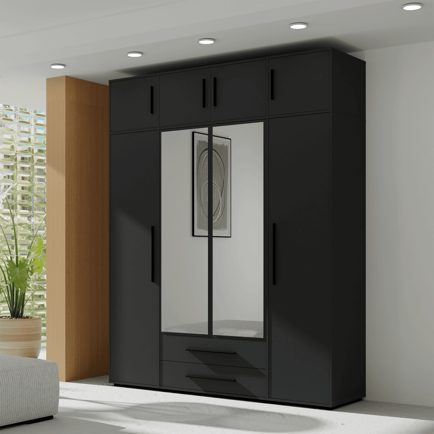 Nadstawka na szafę Ones 200 cm Czarna - zdjęcie 2