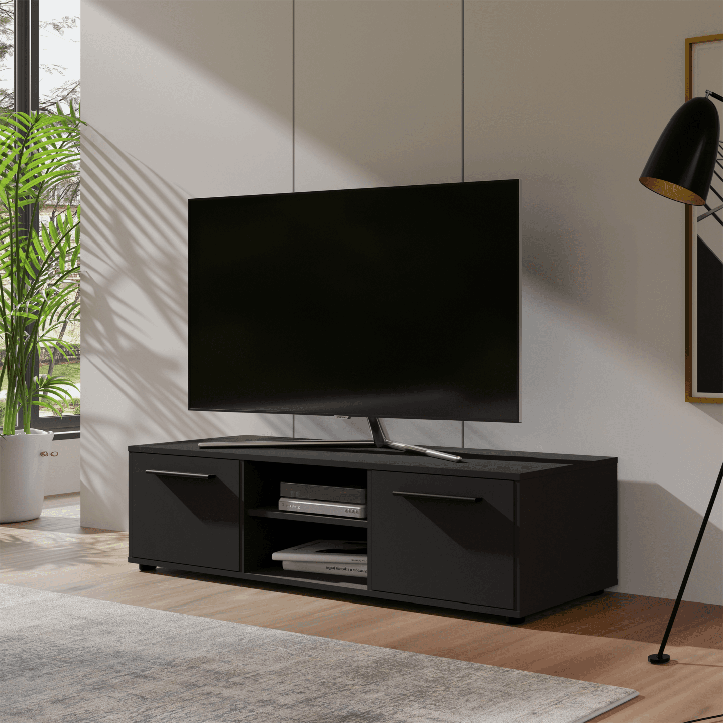 Szafka RTV Ones 150 cm Czarna - zdjęcie 2