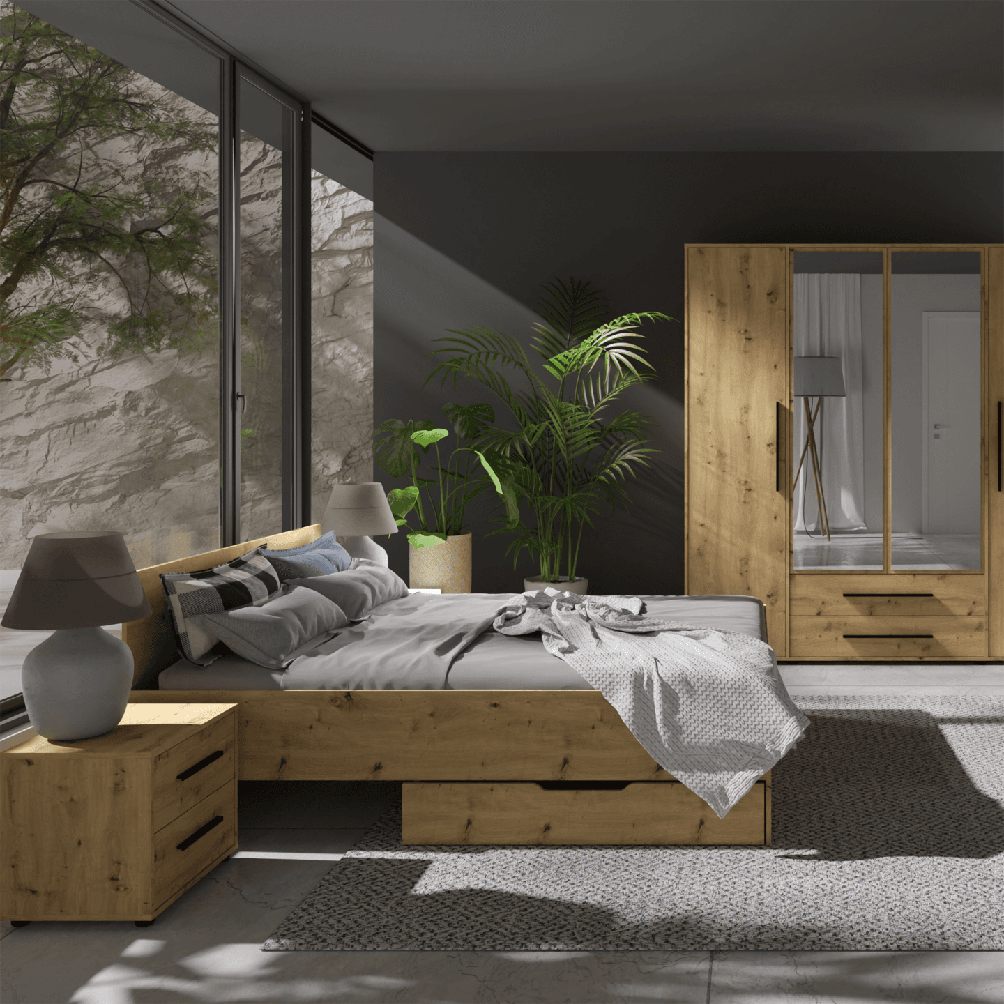 Stolik nocny Ones 52 cm Dąb Artisan - zdjęcie 2