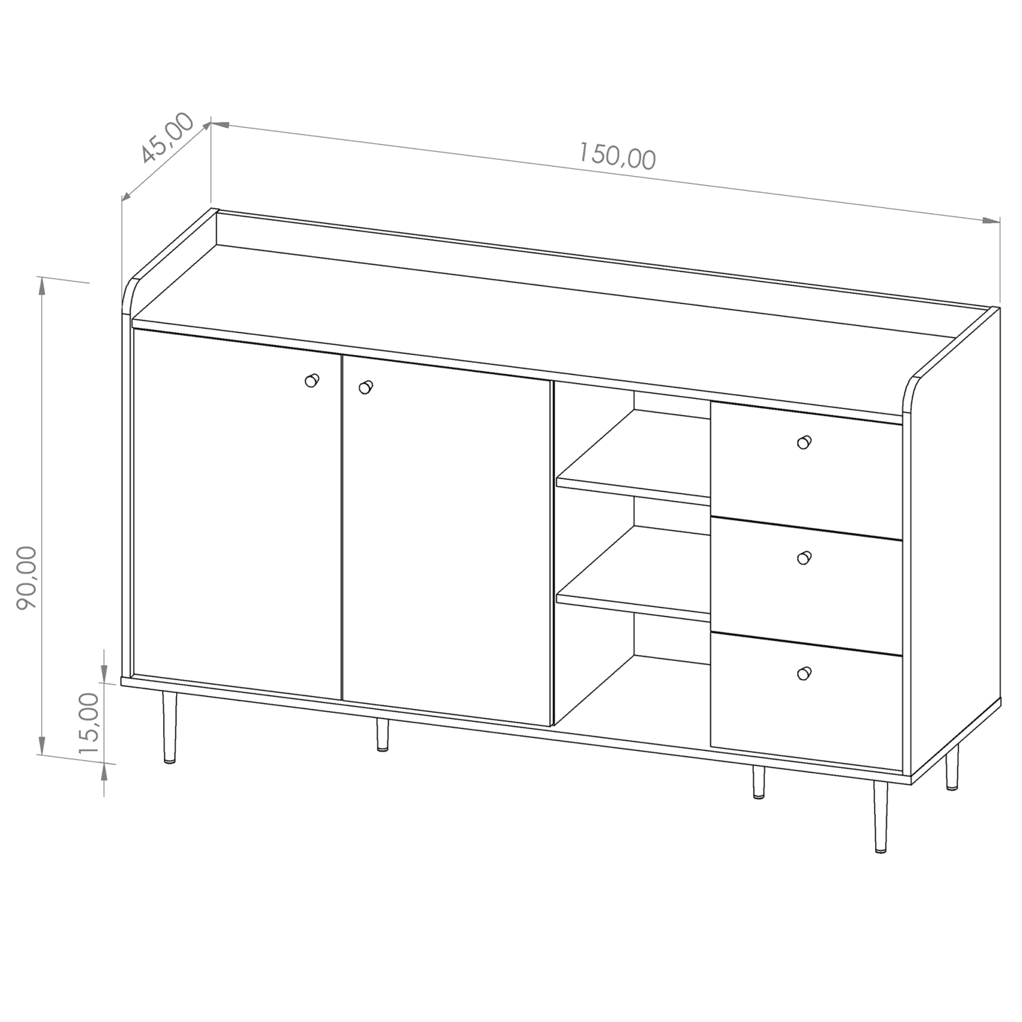 Komoda Rino 150 cm Brandy Castello