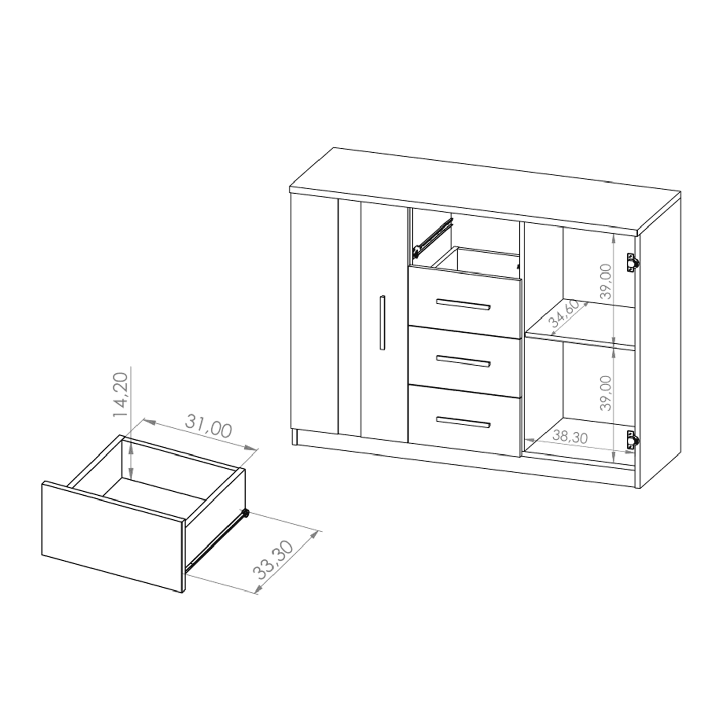Komoda Neve 120 cm Biała