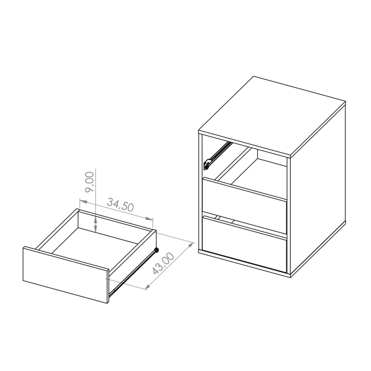 Kontener do szafy Neve 44 cm Biały