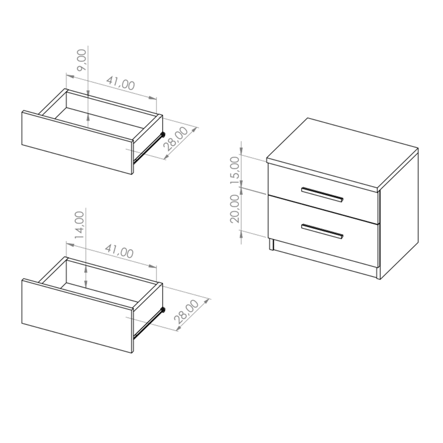 Stolik nocny Neve 120 cm Biały