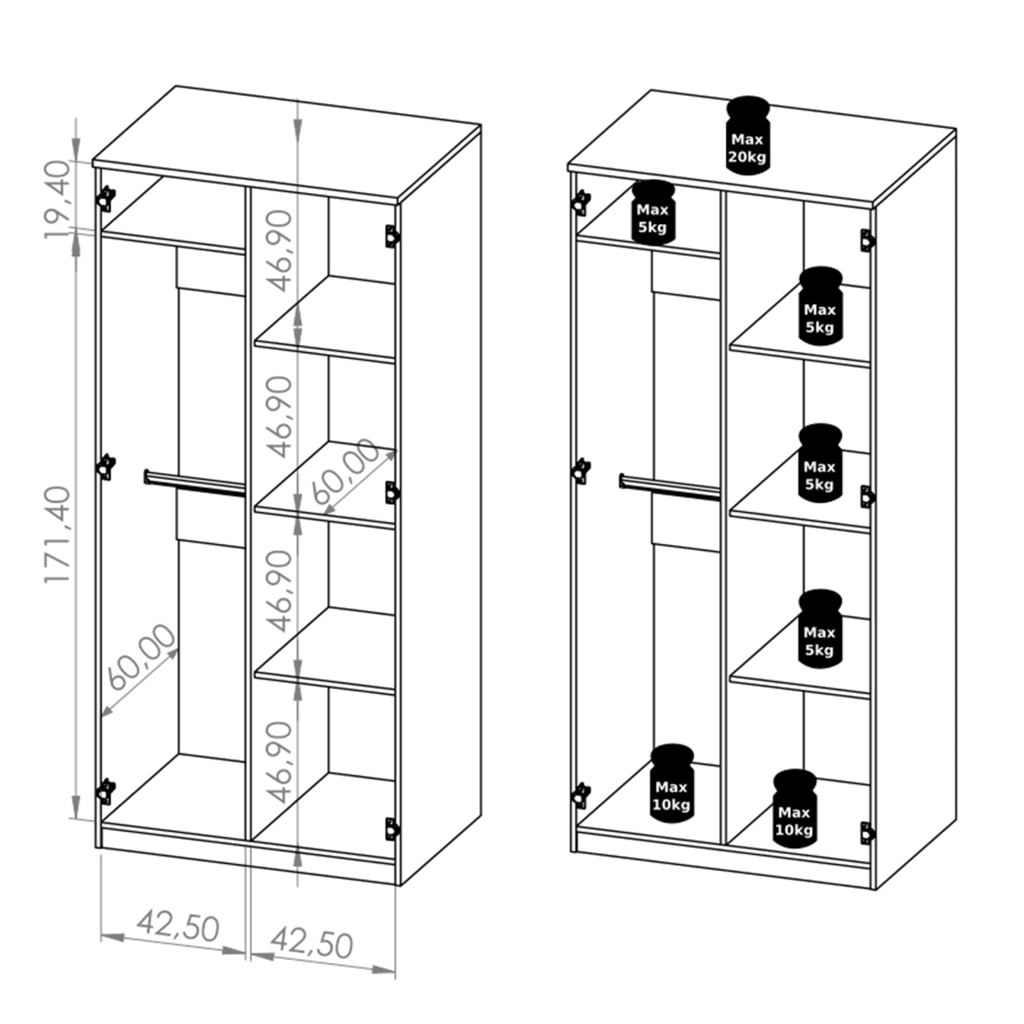 Szafa uchylna Neve 90 cm Dąb Złoty