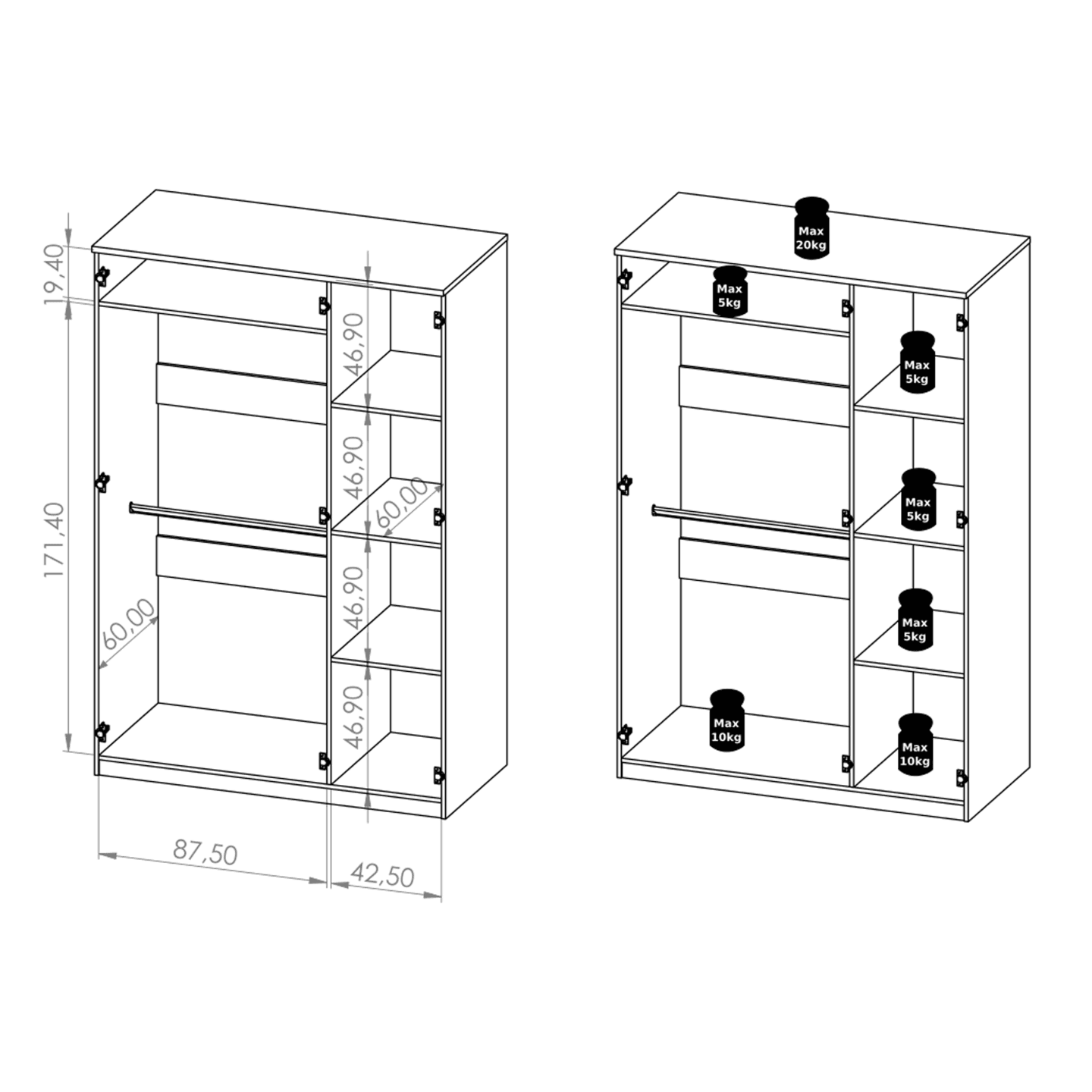 Szafa uchylna Neve 135 cm Dąb Artisan