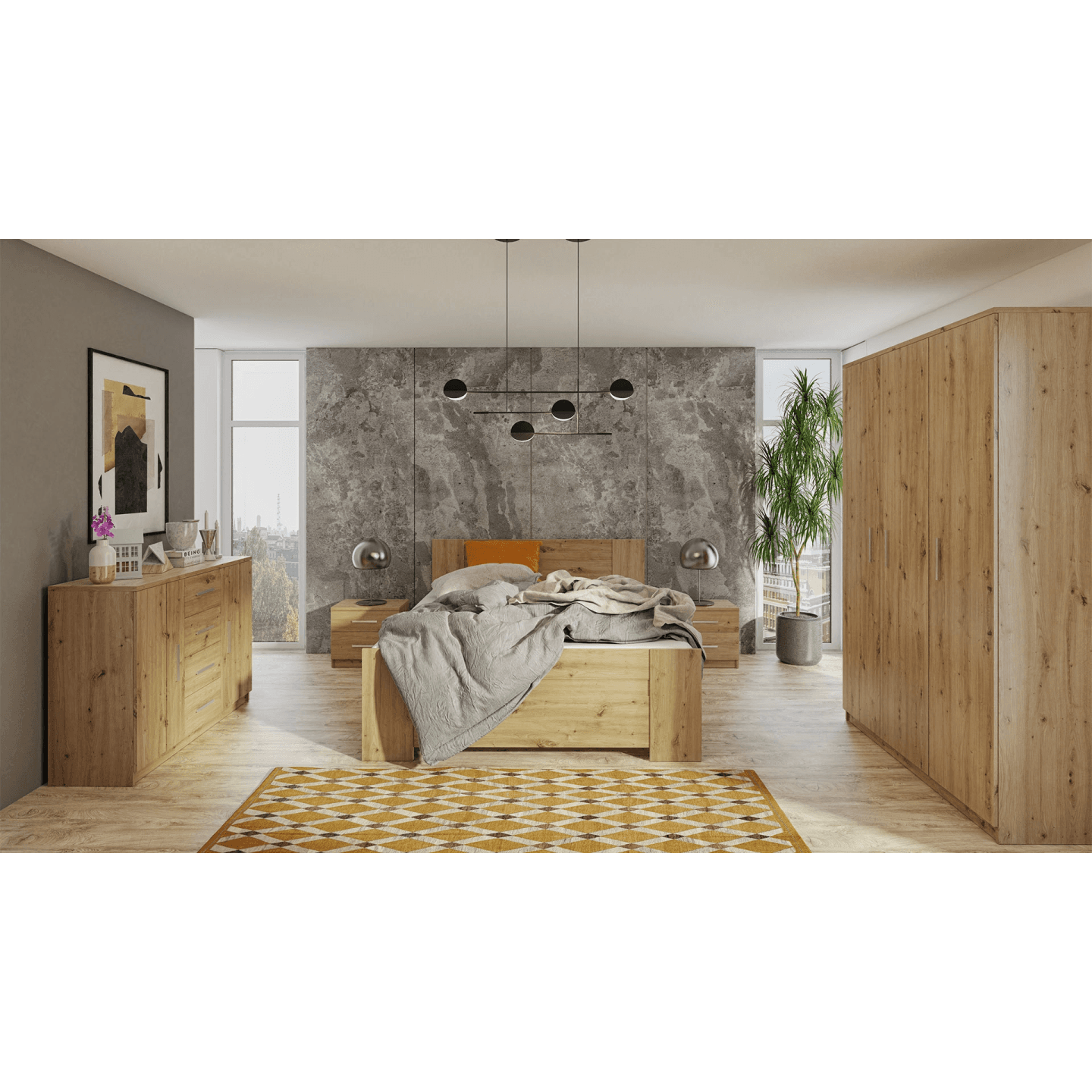 Szafa uchylna Neve 135 cm Dąb Artisan - zdjęcie 2