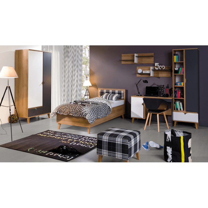 Regał Nuvio 60 cm Dąb złoty + biały + grafit - zdjęcie 2