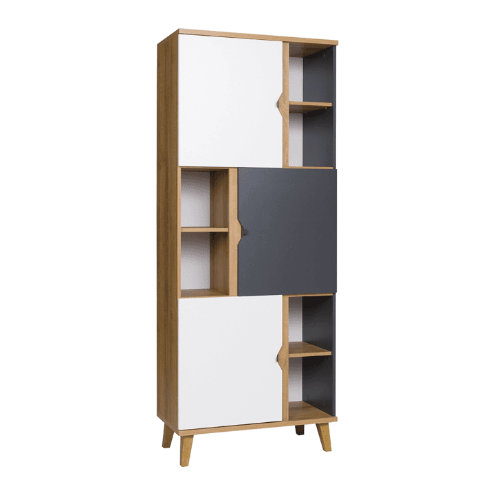 Regał Nuvio 80 cm Dąb złoty + biały + grafit