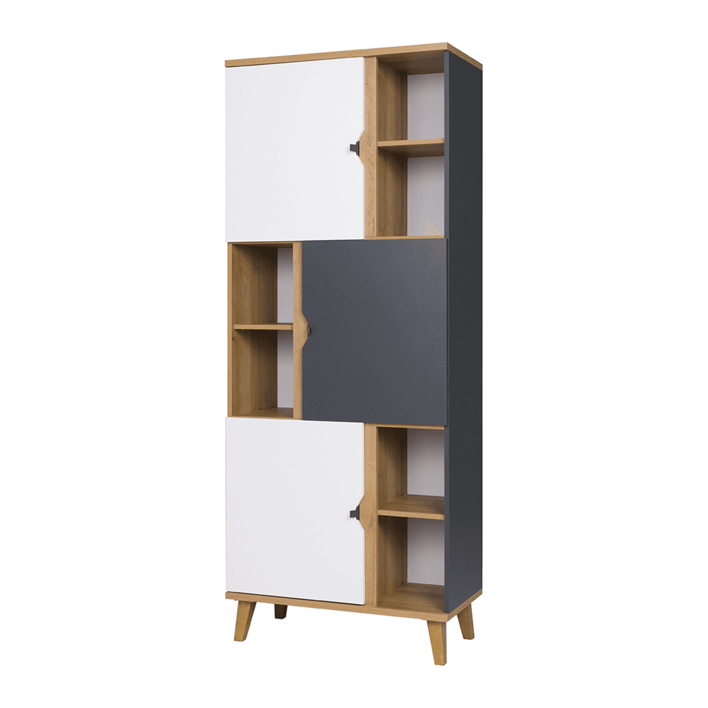 Regał Nuvio 80 cm Dąb złoty + biały + grafit