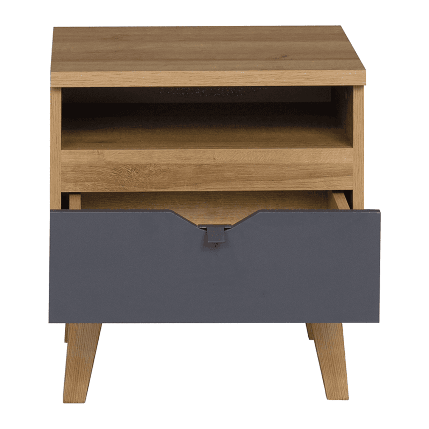 Stolik nocny Nuvio 45 cm Dąb złoty + biały + grafit