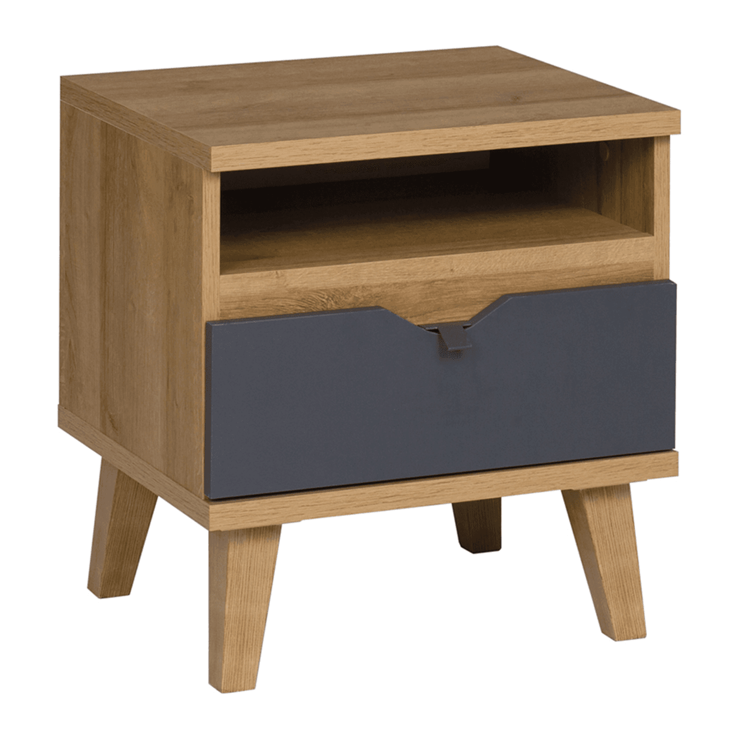 Stolik nocny Nuvio 45 cm Dąb złoty + biały + grafit