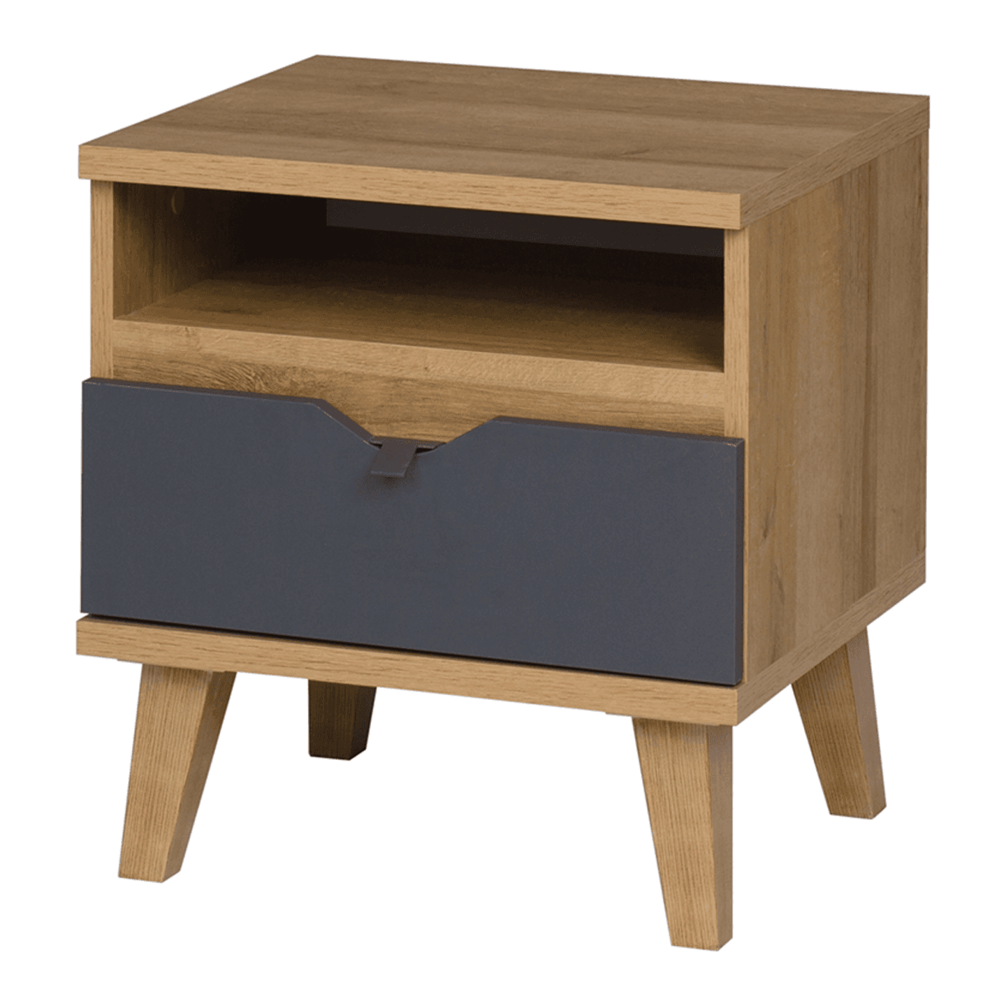 Stolik nocny Nuvio 45 cm Dąb złoty + biały + grafit