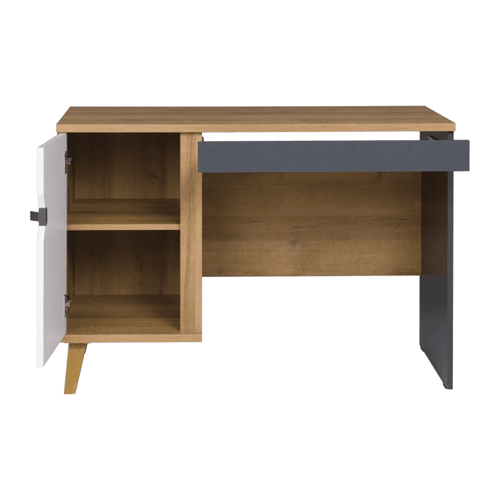 Biurko Nuvio 110 cm Dąb złoty + biały + grafit - zdjęcie 2