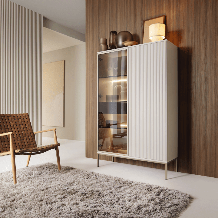Witryna wysoka Royal Kaszmir oświetlenie LED przeszklona dwudrzwiowa do Salonu 104 cm - zdjęcie 2