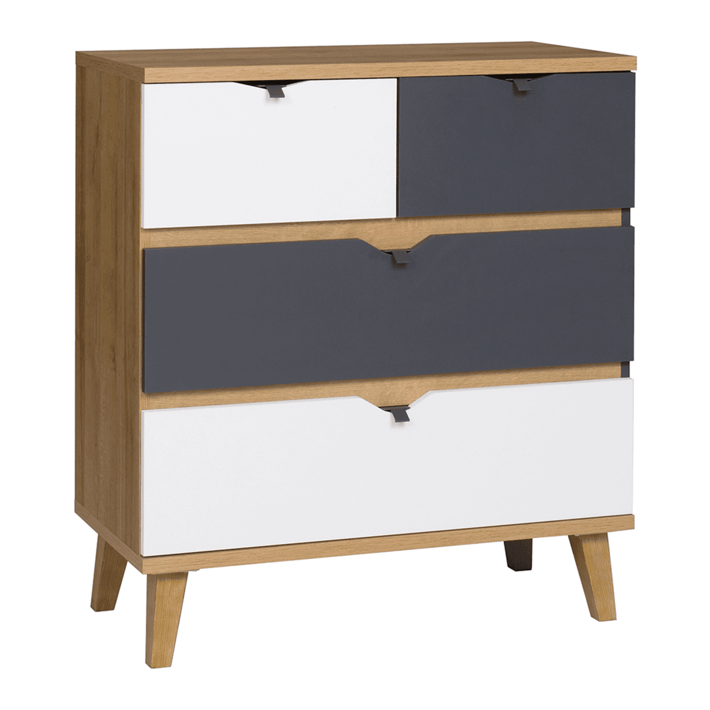 Komoda Nuvio 81 cm Dąb złoty + biały + grafit