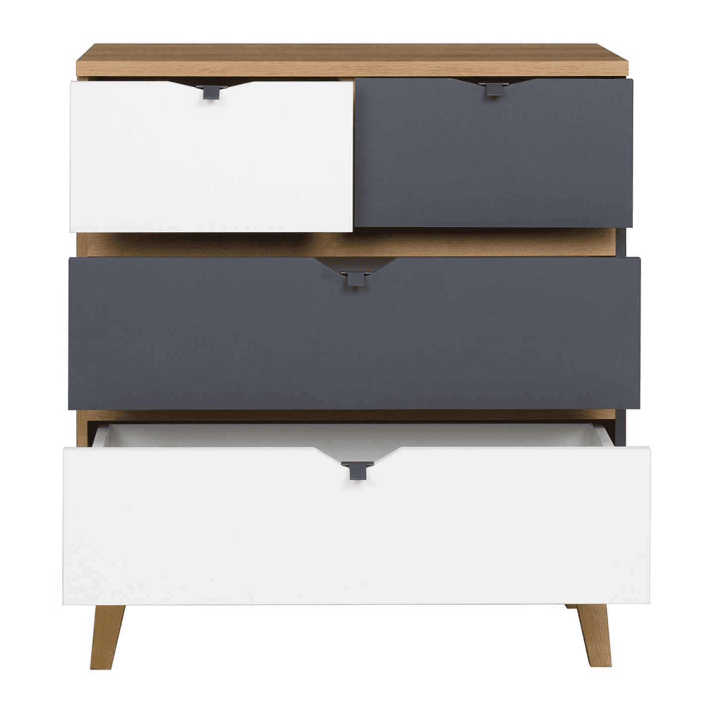 Komoda Nuvio 81 cm Dąb złoty + biały + grafit